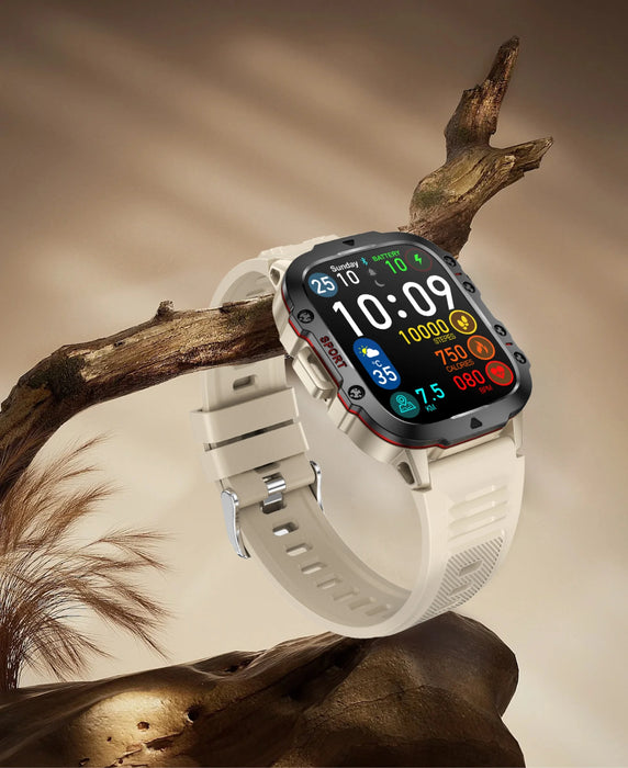 Military Smart Watch 1.96" AMOLED IP68 Fitness Tracker - Grey