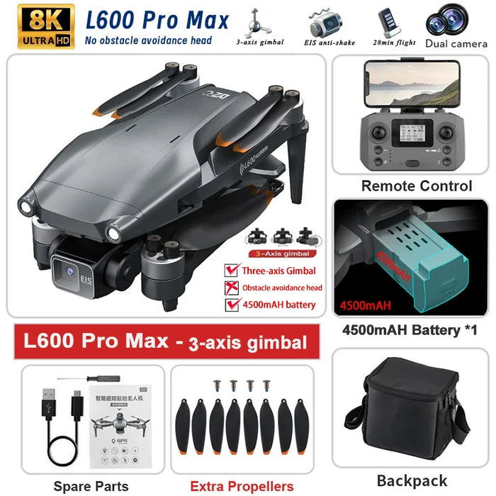 4K GPS Drone with 3-Axis Gimbal and Dual Camera