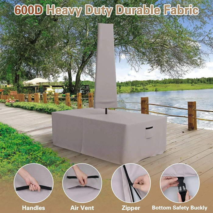 Patio Table Cover Waterproof with Umbrella Hole 270cm Black for outdoor furniture protection