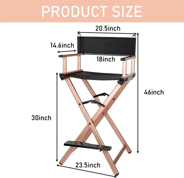 Lightweight Foldable Director’s Chair Portable Makeup Chair with Footrest for Studio or Travel
