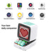 Green Bluetooth desktop speaker with pixel art display and alarm clock