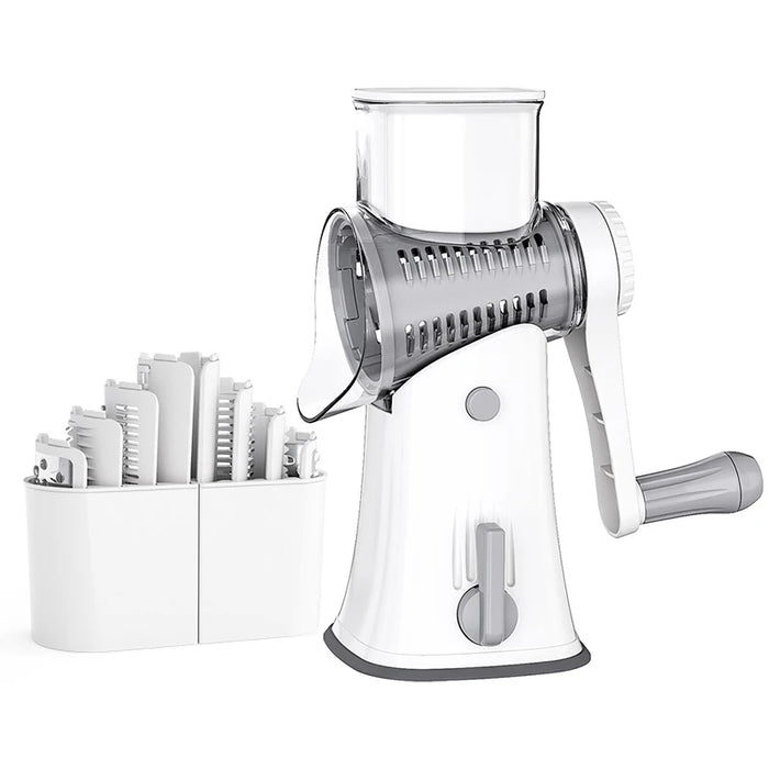 5 in 1 Rotary Cheese Grater Vegetable Slicer and Nut Chopper in White color