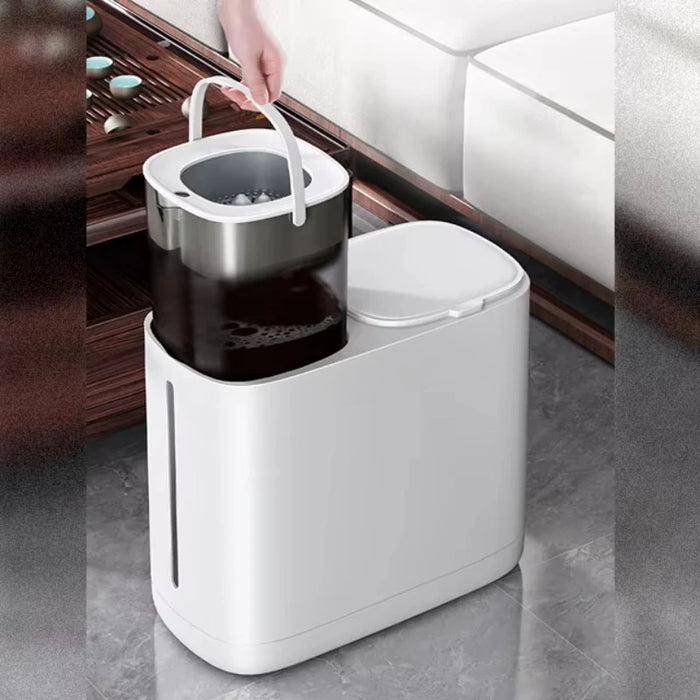 20L Double Barrel Kitchen Bin with Built-in Filter – White