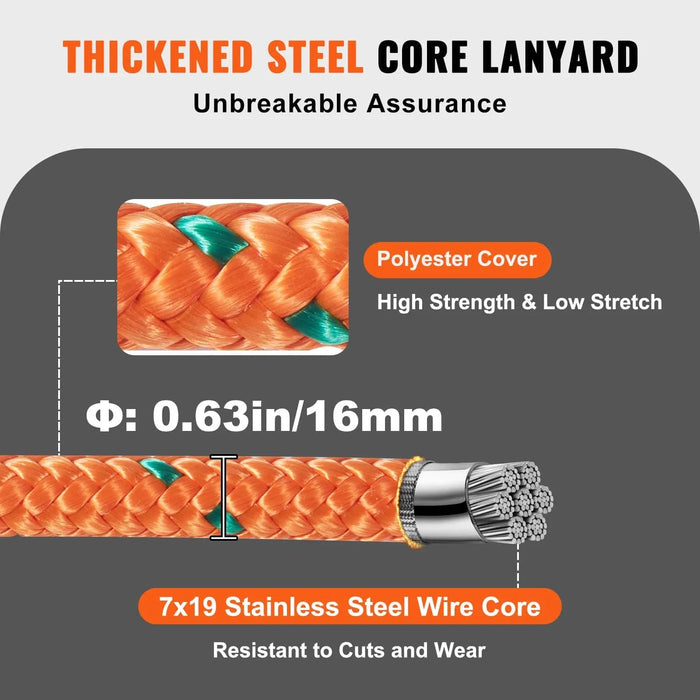  Durable steel core flipline for tree climbing and fall protection 