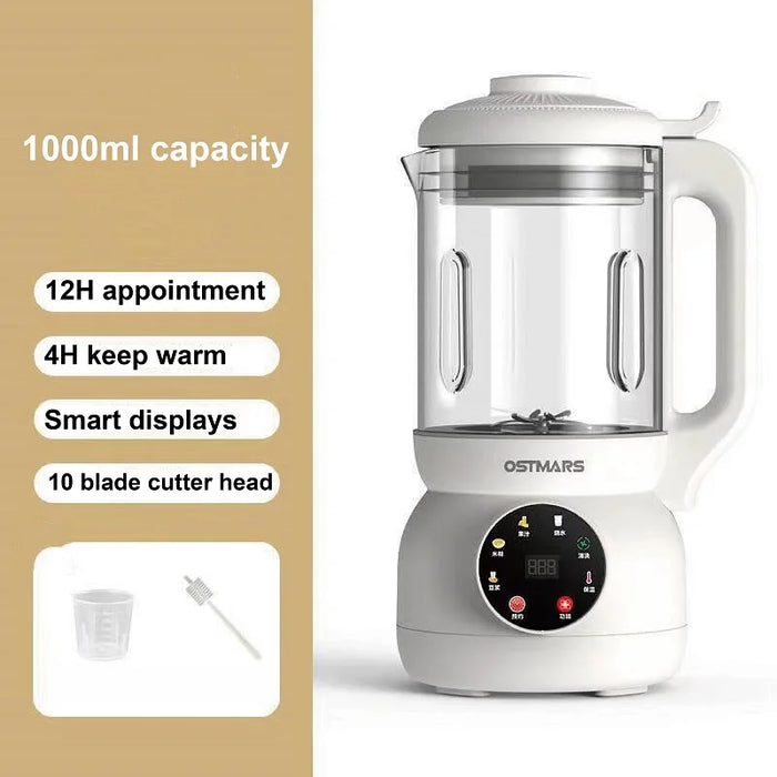 1000ml Wall Breaking Soy Milk Maker & Multifunctional Blender, White