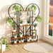 6-tier heart-shaped plant stand made of wood and metal for indoor and outdoor display