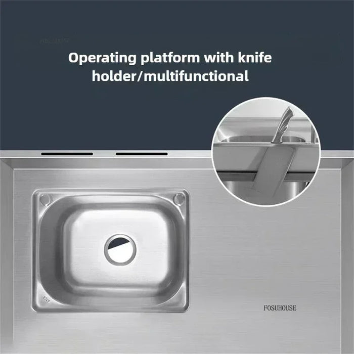 Stainless Steel Commercial Kitchen Sink with Workbench