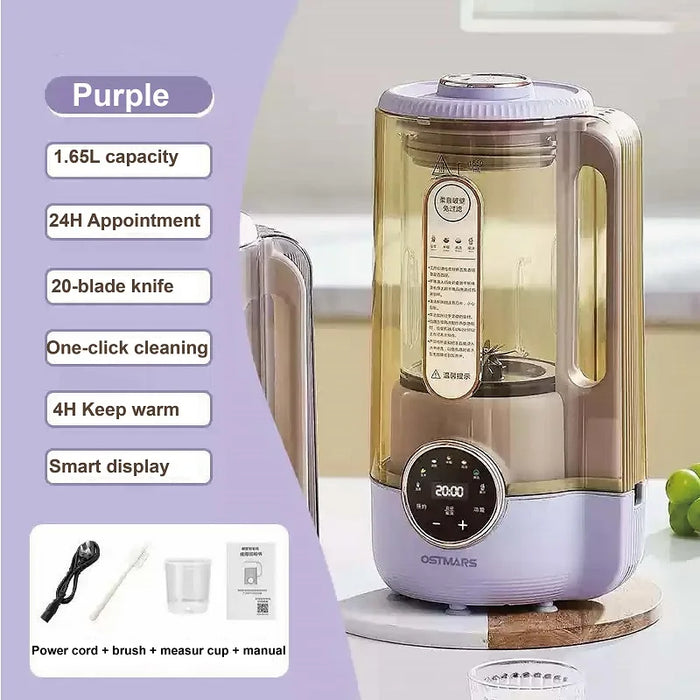 1.65L Portable Soy Milk Maker with Auto Heating & Mixing Purple