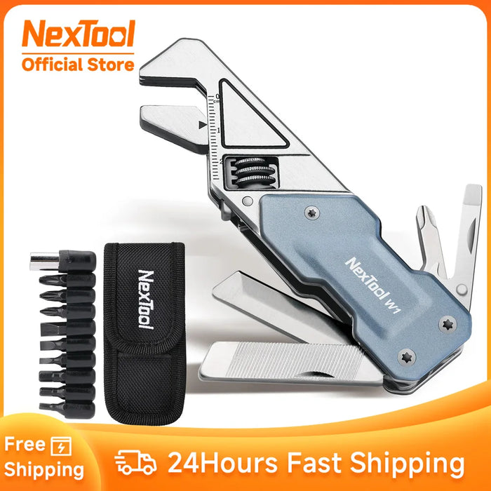 6-in-1 adjustable wrench pocket hand tool kit with screwdriver and folding knife