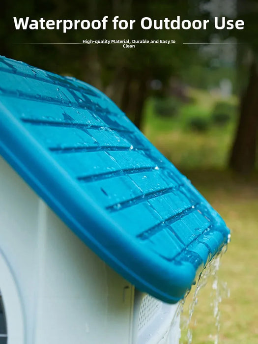 Small Outdoor Dog House, Rainproof, Spire Blue, No Door Design