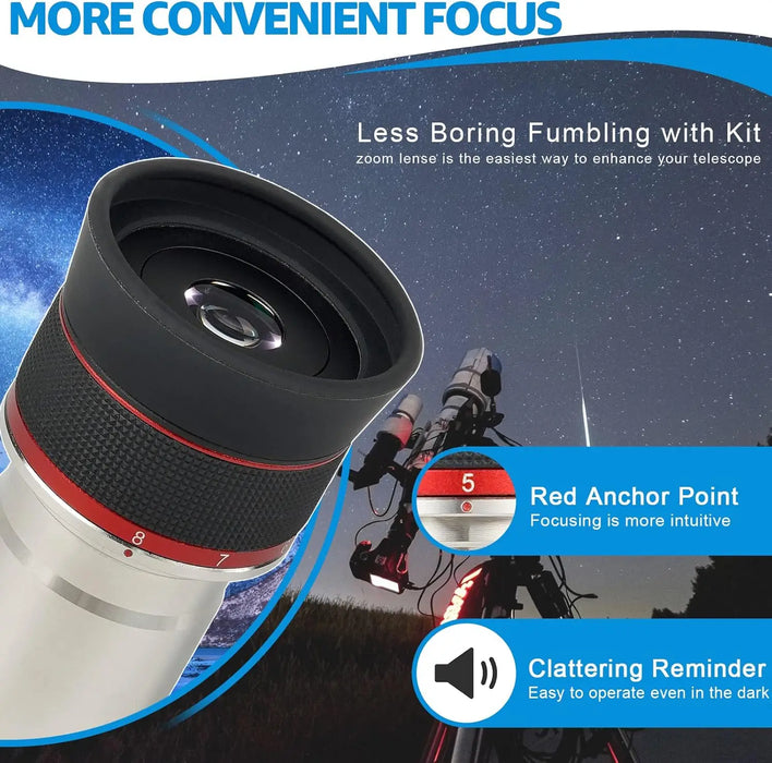 1.25" Zoom Eyepiece 3–8mm for Planetary Viewing