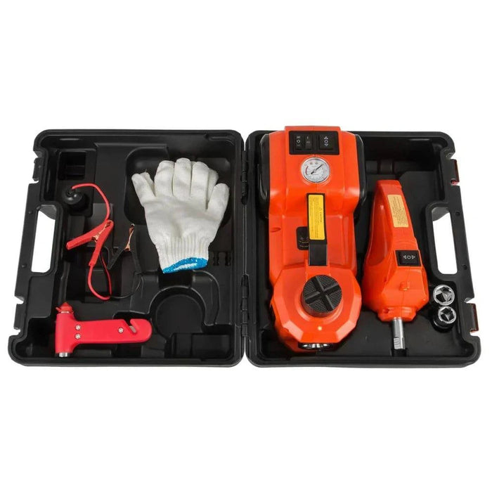 5,000 kg 12V Electric Hydraulic Car Jack Kit with 45cm Lift, Wrench & Tire Inflator (5T Jack Wrench) - FLUXA