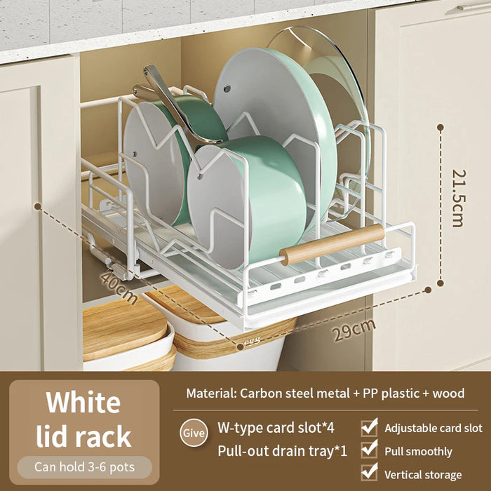 Kitchen Cabinet Organizer with Tray, White