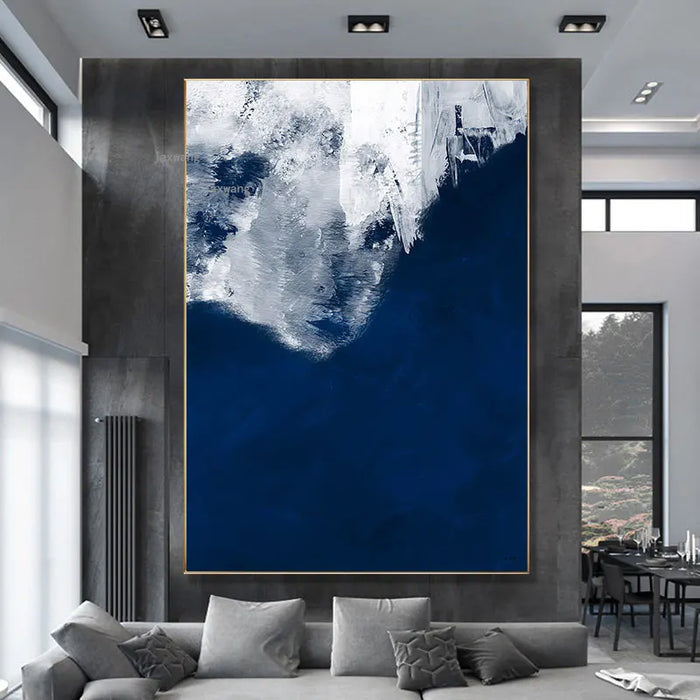 Modern Abstract Sea Print Framed Vertical Canvas Art for Home, Café, or Apartment Décor