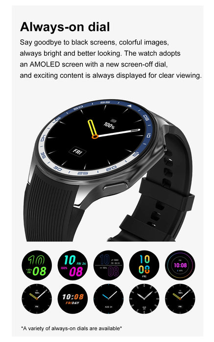 1.43" AMOLED Smartwatch – Bluetooth Call, 32GB, Heart Rate Tracker – Black Strap