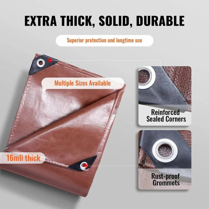 Durable tarp with 16 x 16 weave density for superior load-bearing strength
