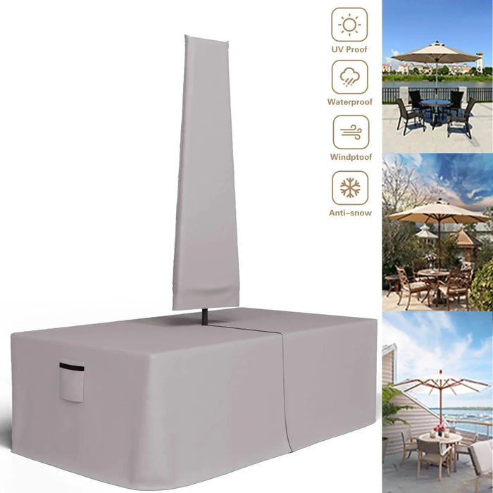 Outdoor Patio Table Cover Waterproof with Umbrella Hole 270cm Black for Protection Against Weather and UV Rays