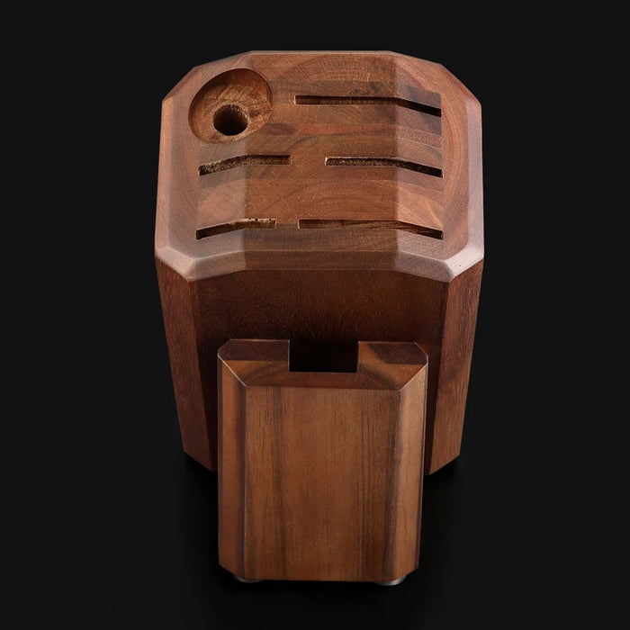 8-Hole Acacia Wood Knife Storage Organizer for Kitchen