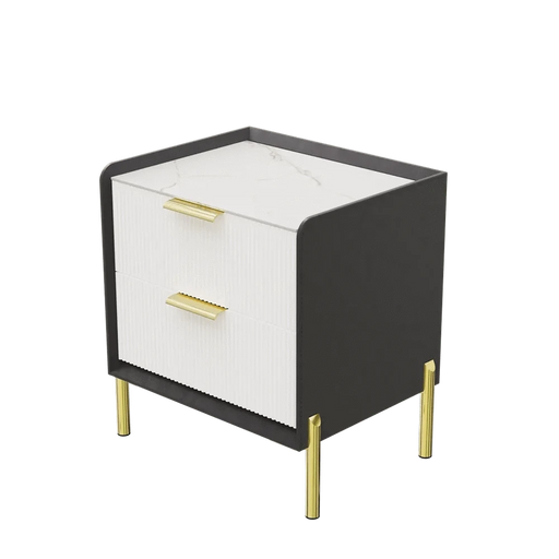 Modern white bedside table with drawers for stylish bedroom storage