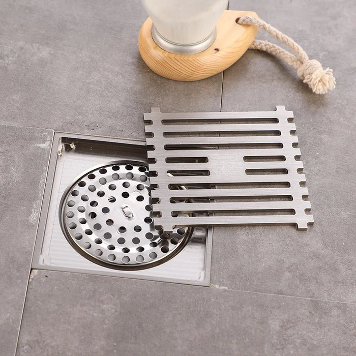 Stainless Steel Shower Floor Drain, Deep Water Seal, 10x10