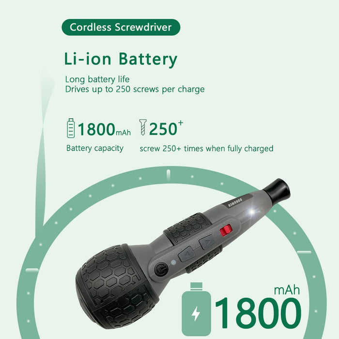  Rechargeable 1800 mAh lithium-ion battery for long-lasting performance 