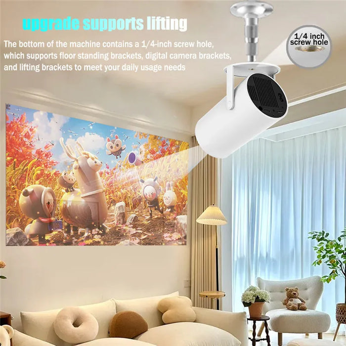 The Android 11 system provides access to a variety of multimedia, while the Bluetooth and Wi-Fi capabilities offer wireless streaming and easy connectivity for the 4K HD Projector