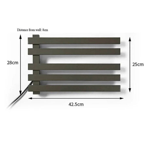 Electric Heating Towel Rack Thermostatic Dry Bathroom Touch Digital Display Wall Mounted Gray (425x28cm) product image showing sleek Aluminum Alloy construction with lacquered finish