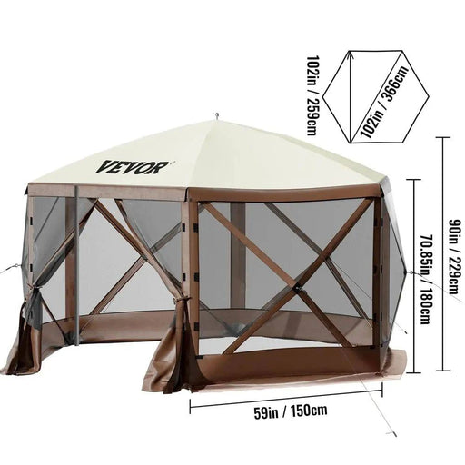 6-Sided Sun Shade Tent 10' x 10' with 300D Oxford Fabric