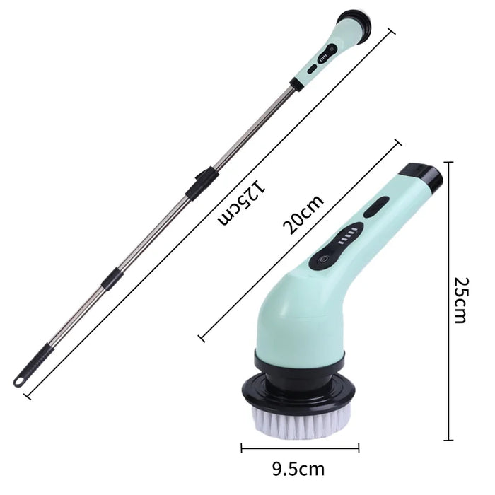 Electric spin scrubber brush with 9 heads for deep cleaning in kitchen and bathroom