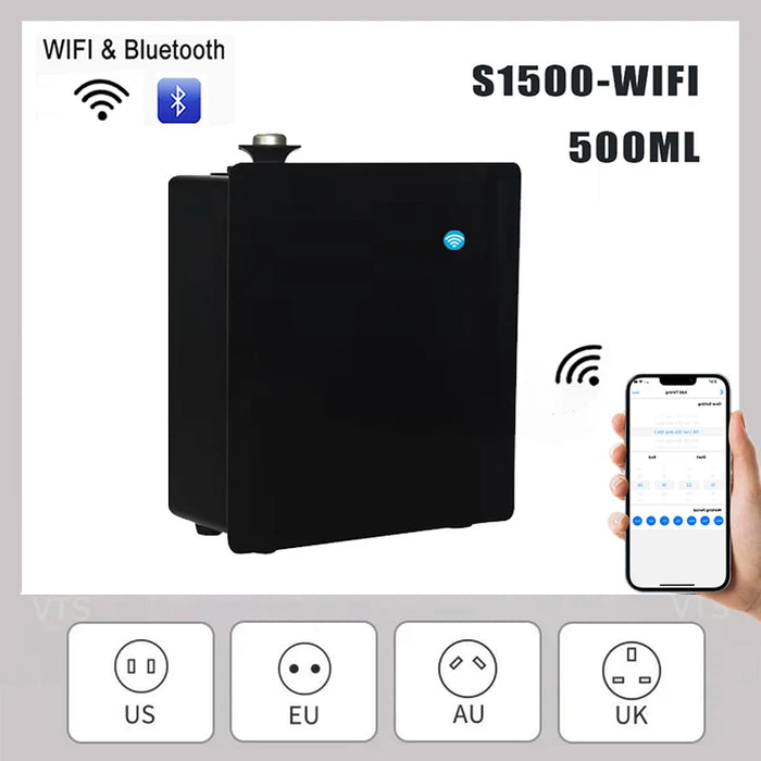 Portable Waterless Aroma Diffuser with App Control, Quiet Design S1500-WIFI New Black