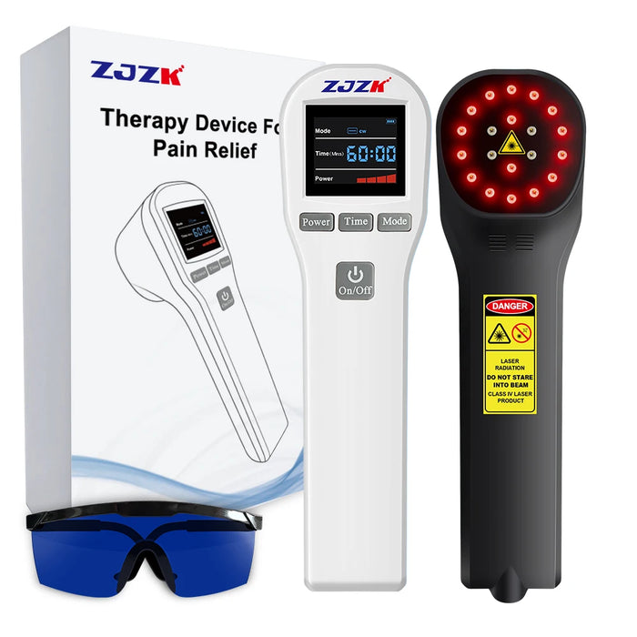 Cold Laser Therapy Device in White and Black for Back and Neck Pain Relief, Body Relaxation Massager with innovative technology for effective pain relief and relaxation