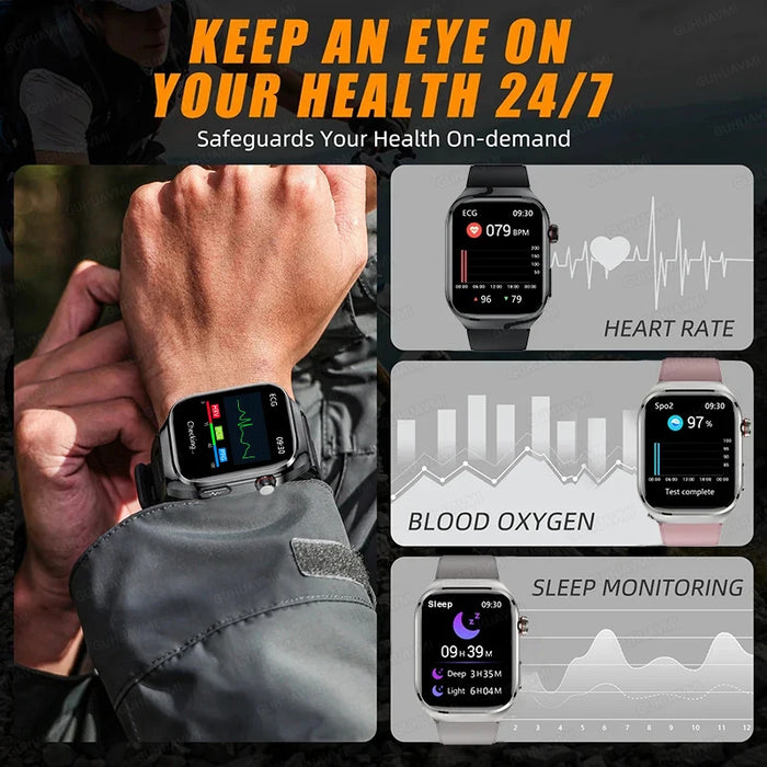 2.04" AMOLED Smartwatch with Body Fat & ECG Tracker