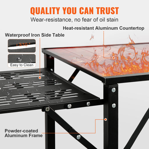 Durable and lightweight aluminum camping kitchen table with sink