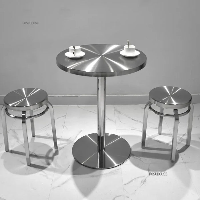 Minimalist Low Stool Stainless Steel Outdoor Dining Seat