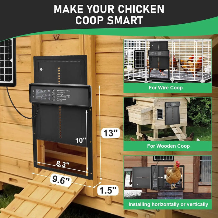 Heavy Duty Chicken Door with Solar Timer and Light Sensor