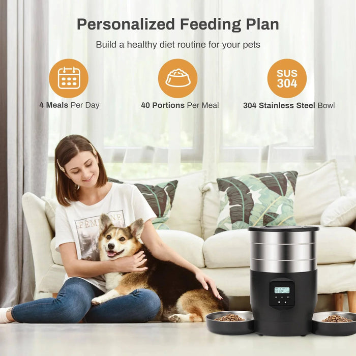 User-friendly LCD display for easy setup of feeding schedules and portion sizes