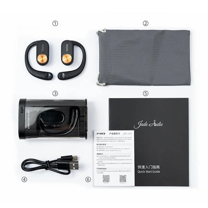 Black TWS Waterproof Open-Ear Earphones for Sports & Gaming with Charging Case