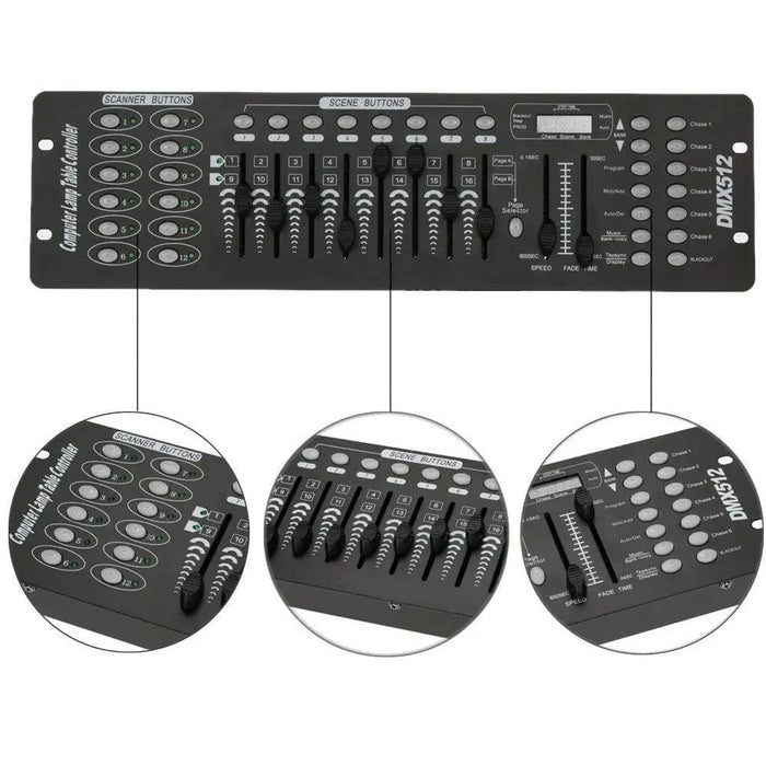 DMX 192 Controller with MIDI control and built-in microphone for music-triggered effects
