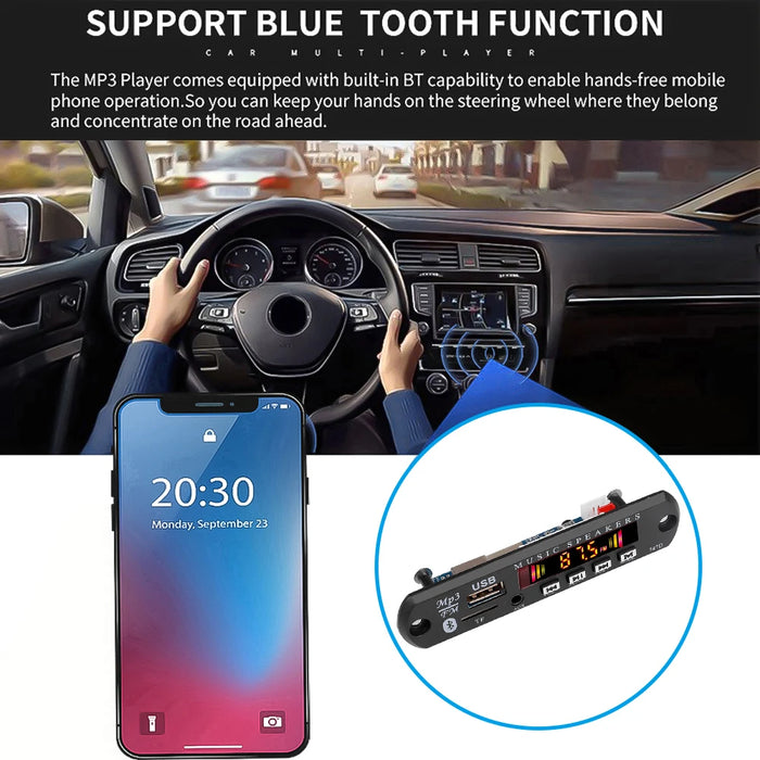 Wireless Streaming Bluetooth MP3 Decoder Board with Built-in Voice Recorder and FM Radio Frequency Range of 875 - 1080 MHz