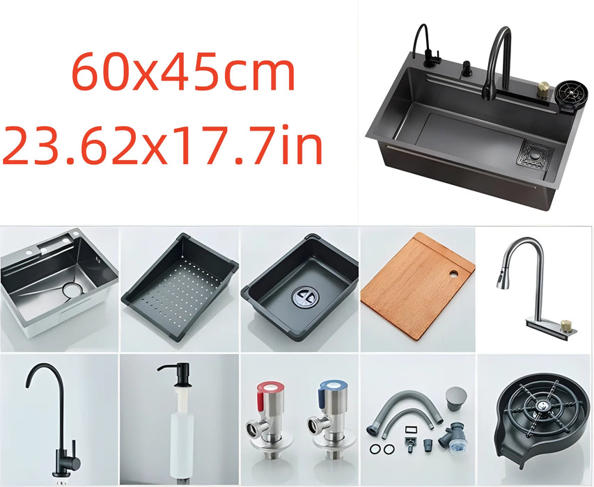 304 Stainless Steel Kitchen Sink with Faucet and Soap Dispenser