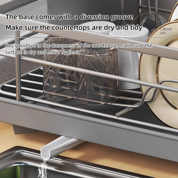 Kitchen Countertop Dish Rack with Water Drain Tray