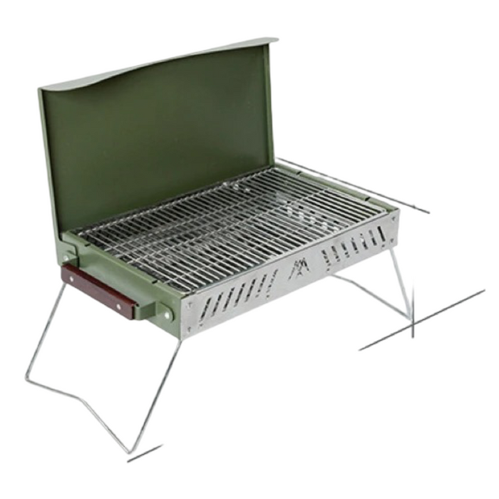 Stainless Steel Camping BBQ Grill – Wood & Charcoal Use Green