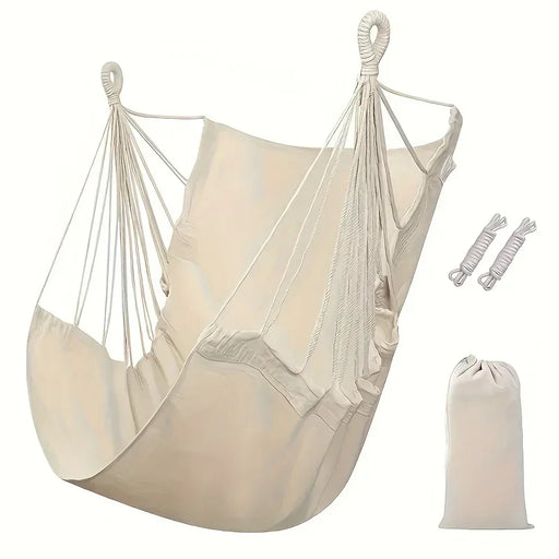  
Hammock chair fabric swing rocking seat white with storage bag for indoor and outdoor use