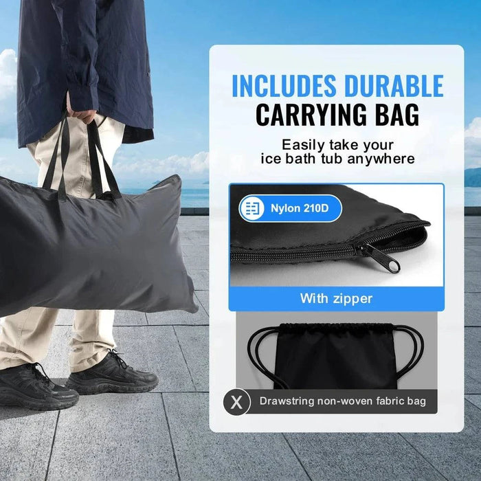 Portable ice bath tub with cold water therapy plunge barrel