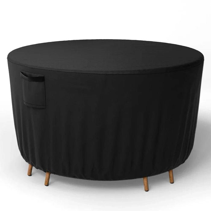 alt= 600D Oxford Cloth Round Table Cover Black 183CM X71CM Waterproof UV-Resistant Outdoor Patio Dust Protector
