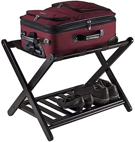 Portable Folding Luggage Rack 2-Tier Suitcase Holder for Guest Rooms and Travel