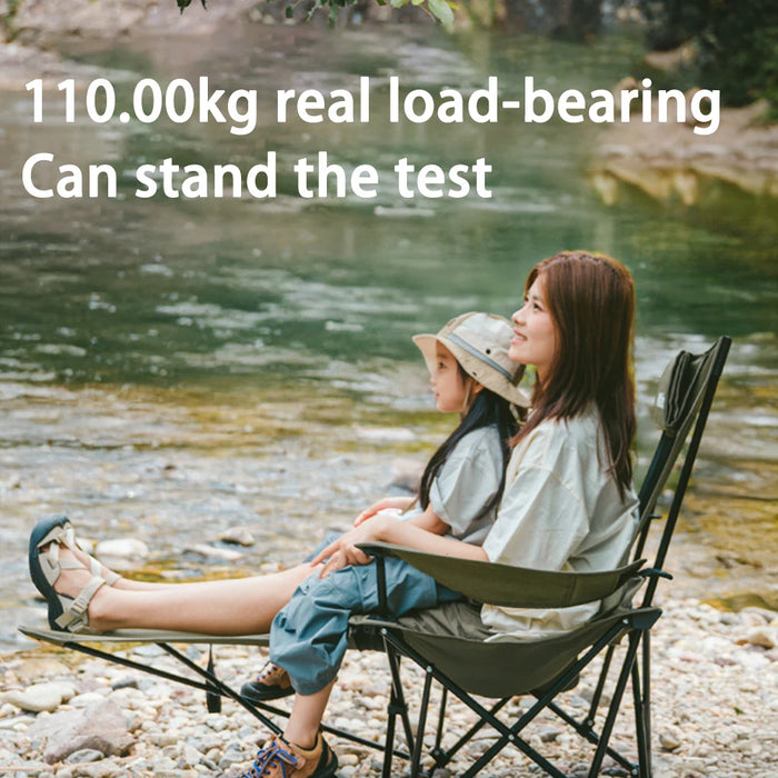 Portable Outdoor Camping Recliner Chair with Pillow – Hiking Green, 3-Position Adjustable
