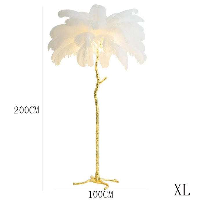 Resin Base Feather Floor Lamp for Living Room Decor