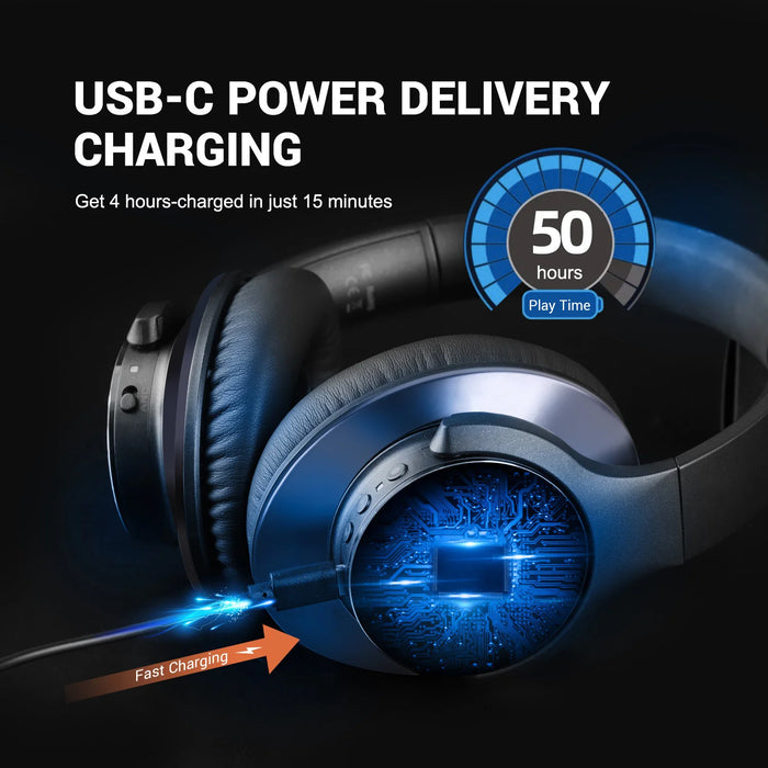 Bluetooth Noise Cancelling Headphones with 5-Mic & ANC