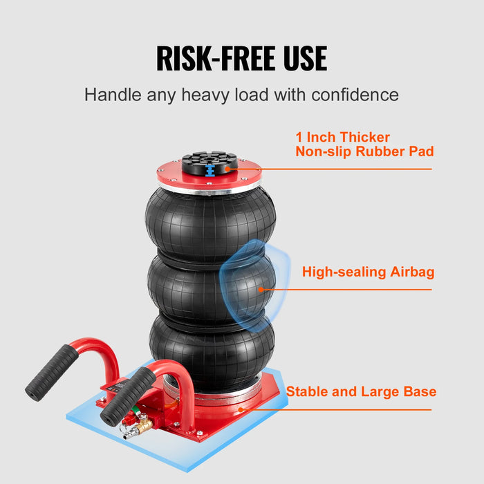 Portable pneumatic vehicle lifter with heavy duty 3 ton capacity